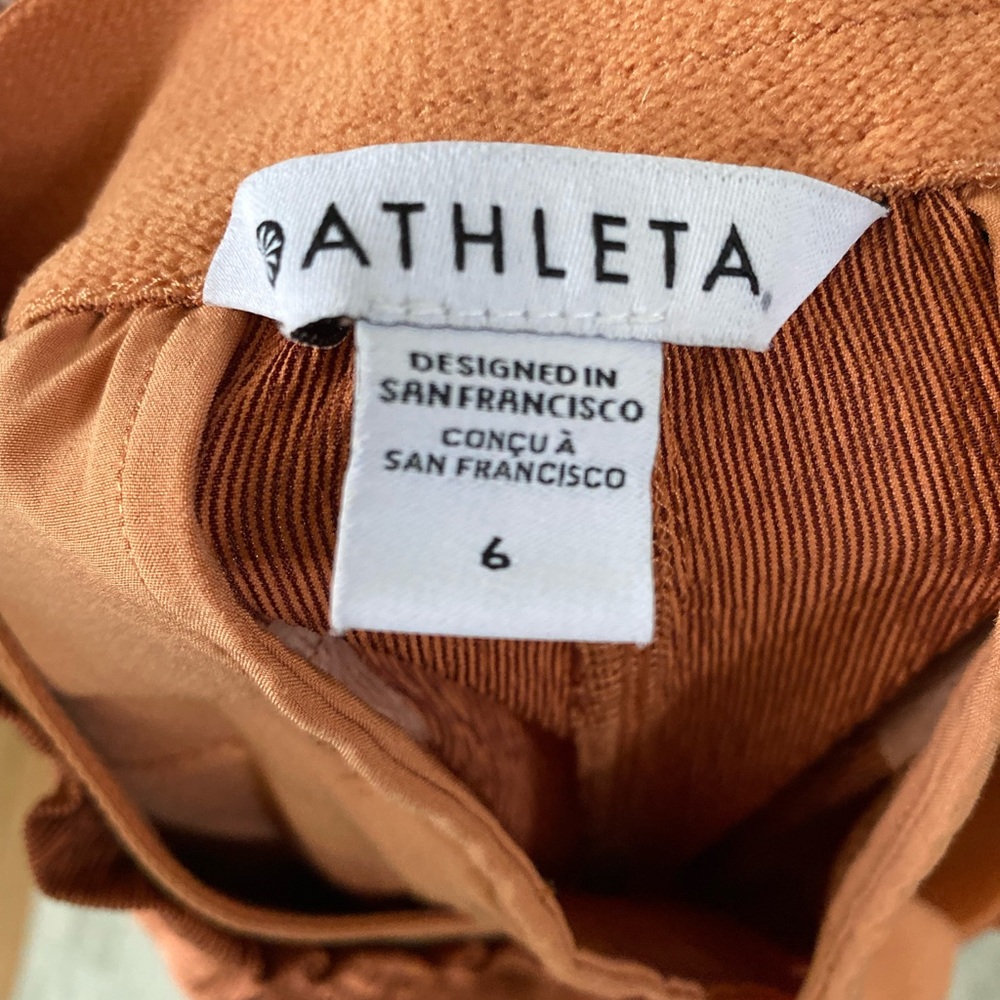 Athleta Eco Wide Leg Crop Pants Sunbaked Clay Mid Rise Stretch Size 6 - Picture 2 of 6